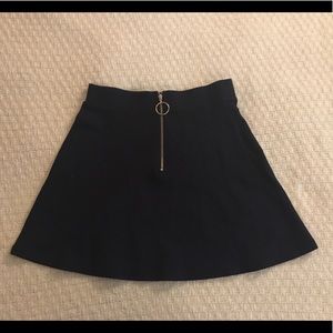 Navy Front Zip Mini Skirt.